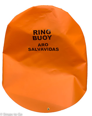 Cover for 30 inch life ring with Spanish and English text